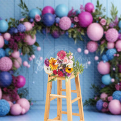 Lofaris Natural Plant Balloon Arch Blue Wall Wedding Backdrop
