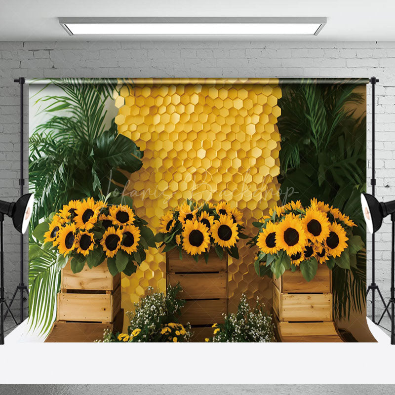 Lofaris Natural Plant Leaves Floral Honeycomb Wall Backdrop