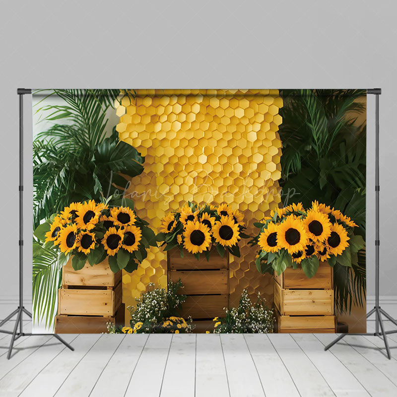 Lofaris Natural Plant Leaves Floral Honeycomb Wall Backdrop