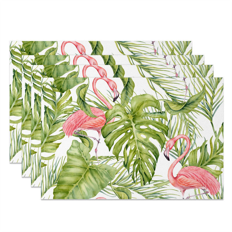 Lofaris Natural Plant Monstera Flamingo Set of 4 Placemats