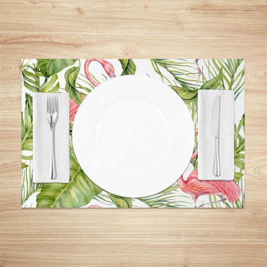 Lofaris Natural Plant Monstera Flamingo Set of 4 Placemats