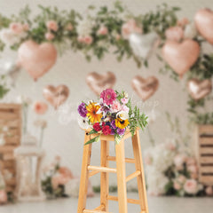 Lofaris Natural Plant Pink Floral Balloons Romantic Backdrop