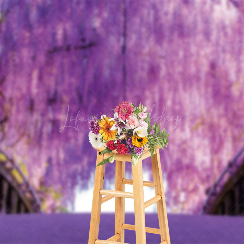 Lofaris Natural Purple Floral Tree Bridge Spring Backdrop