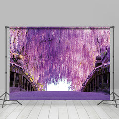 Lofaris Natural Purple Floral Tree Bridge Spring Backdrop