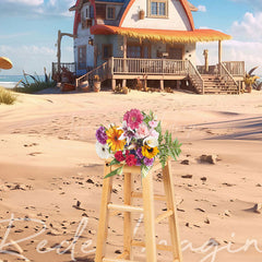 Lofaris Natural Sandy Beach House Summer Photography Backdrop