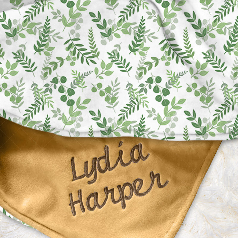 Lofaris Natural Summer Plant Leaves Print Minky Baby Blanket