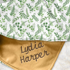 Lofaris Natural Summer Plant Leaves Print Minky Baby Blanket
