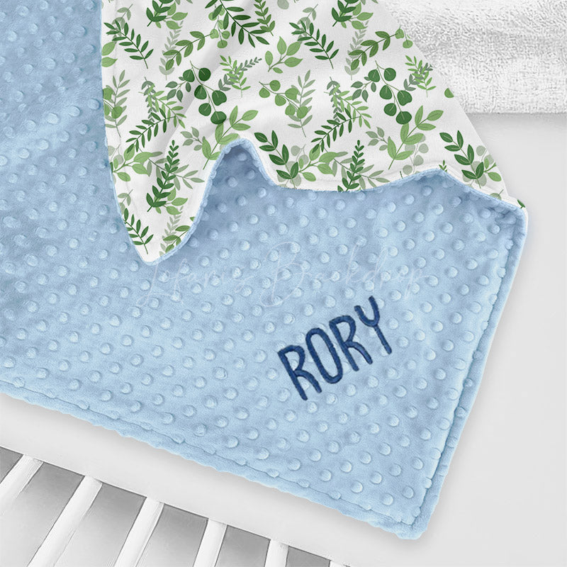 Lofaris Natural Summer Plant Leaves Print Minky Baby Blanket