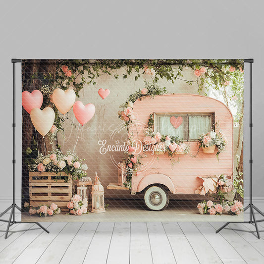 Lofaris Natural Tree Balloon Pink Car Valentines Day Backdrop