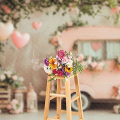 Lofaris Natural Tree Balloon Pink Car Valentines Day Backdrop