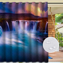 Lofaris Natural Waterfall Landscape Waterproof Printed Outdoor Curtains