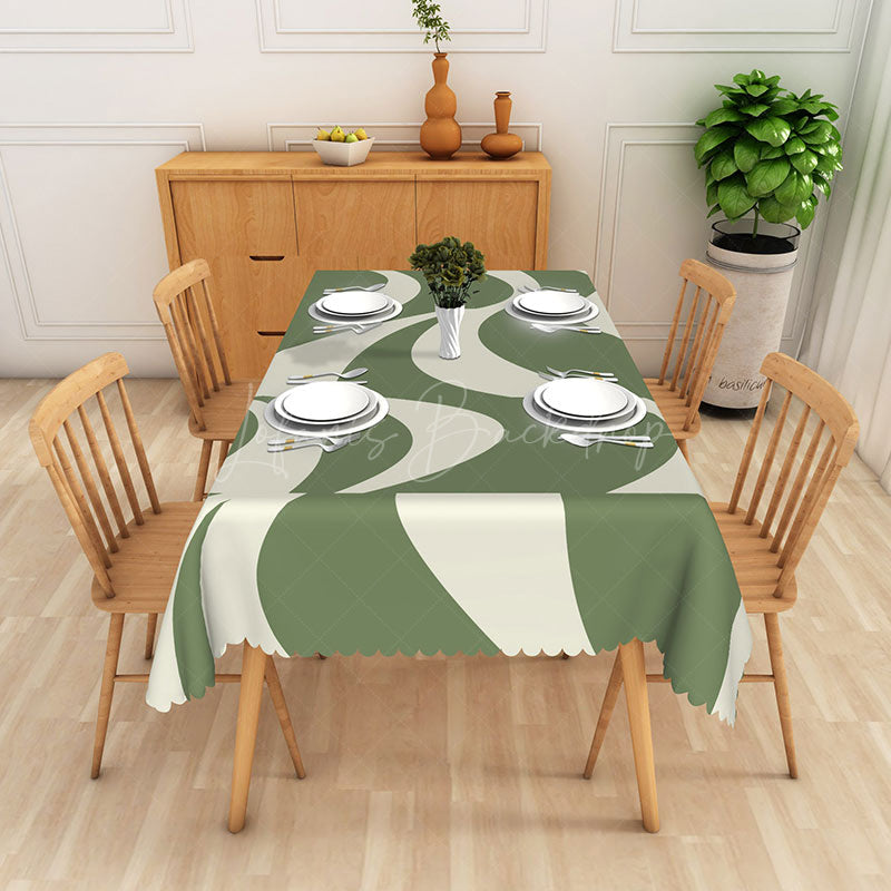 Lofaris Nature Inspired Green Red Yellow Rectangle Tablecloth