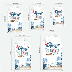 Lofaris Nautical Ahoy It is a Boy Arch Backdrop Whale Lighthouse and Anchor Baby Shower Decoration