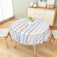 Lofaris Nautical Anchor Stripe Round Tablecloth Blue Red Lifebuoy Sailor Table Cover for Baby Shower