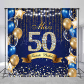 Lofaris Navy Balloons Diamonds Custom 50th Birthday Backdrop