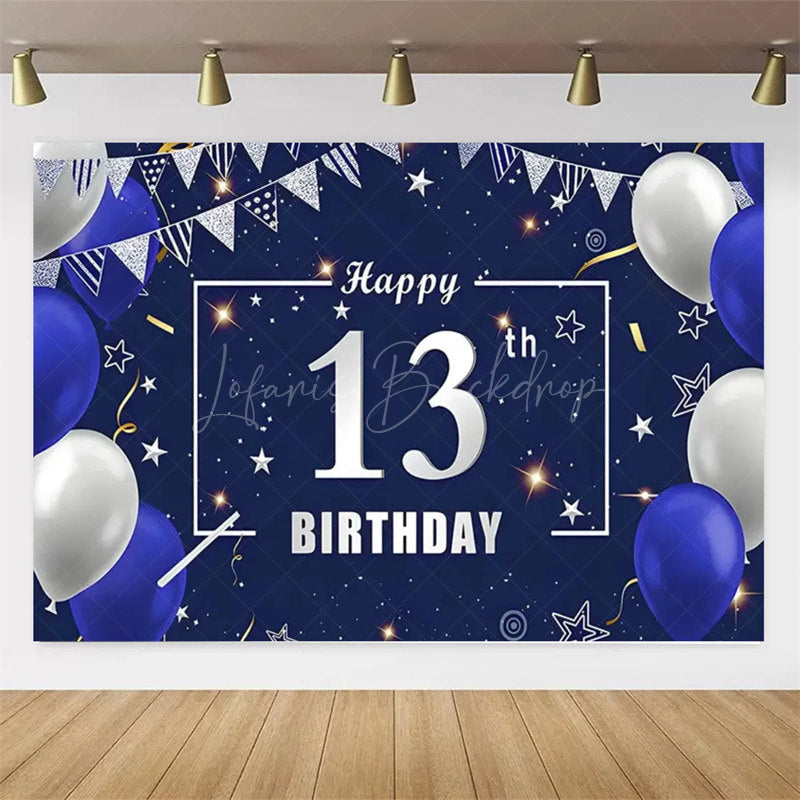 Lofaris Navy Blue 13th Birthday Balloons Backdrop Party Decor Background Elegant for Kids