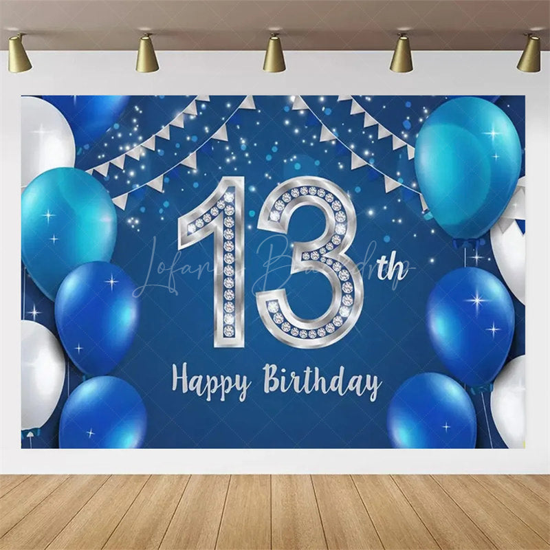 Lofaris Navy Blue 13th Birthday Balloons Backdrop Party Decor Background Elegant for Kids