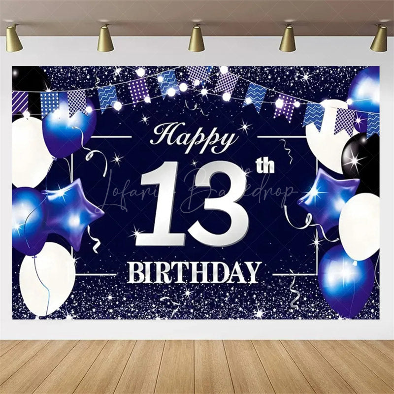 Lofaris Navy Blue 13th Birthday Balloons Backdrop Party Decor Background Elegant for Kids