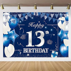 Lofaris Navy Blue 13th Birthday Balloons Backdrop Party Decor Background Elegant for Kids