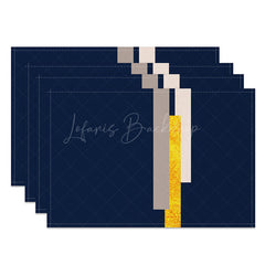 Lofaris Navy Blue and Gold Glitter Placemats Set of 4 Elegant Sparkle Design for Wedding Holiday Dinners