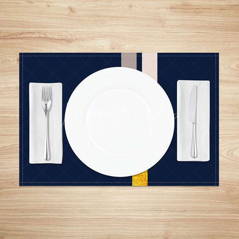 Lofaris Navy Blue and Gold Glitter Placemats Set of 4 Elegant Sparkle Design for Wedding Holiday Dinners