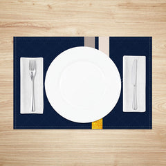 Lofaris Navy Blue and Gold Glitter Placemats Set of 4 Elegant Sparkle Design for Wedding Holiday Dinners
