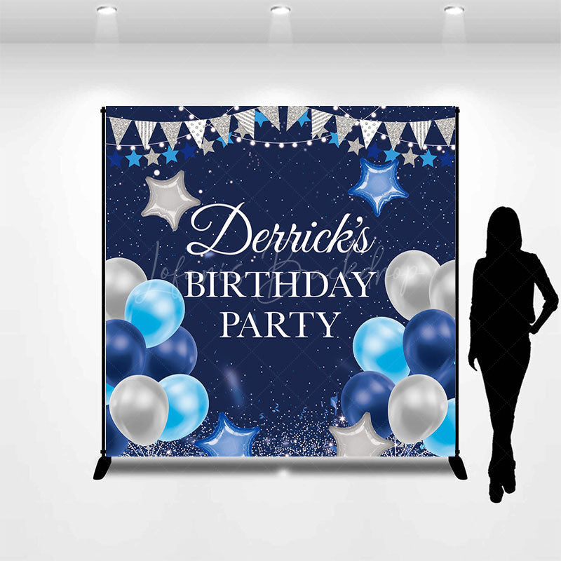 Lofaris Navy Blue Balloon Custom Name Birthday Party Backdrop