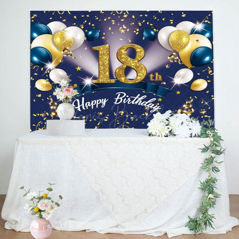 Lofaris Navy Blue Balloons 18Th Birthday Party Backdrop