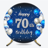 Lofaris Navy Blue Balloons Happy 70Th Birthday Round Backdrop