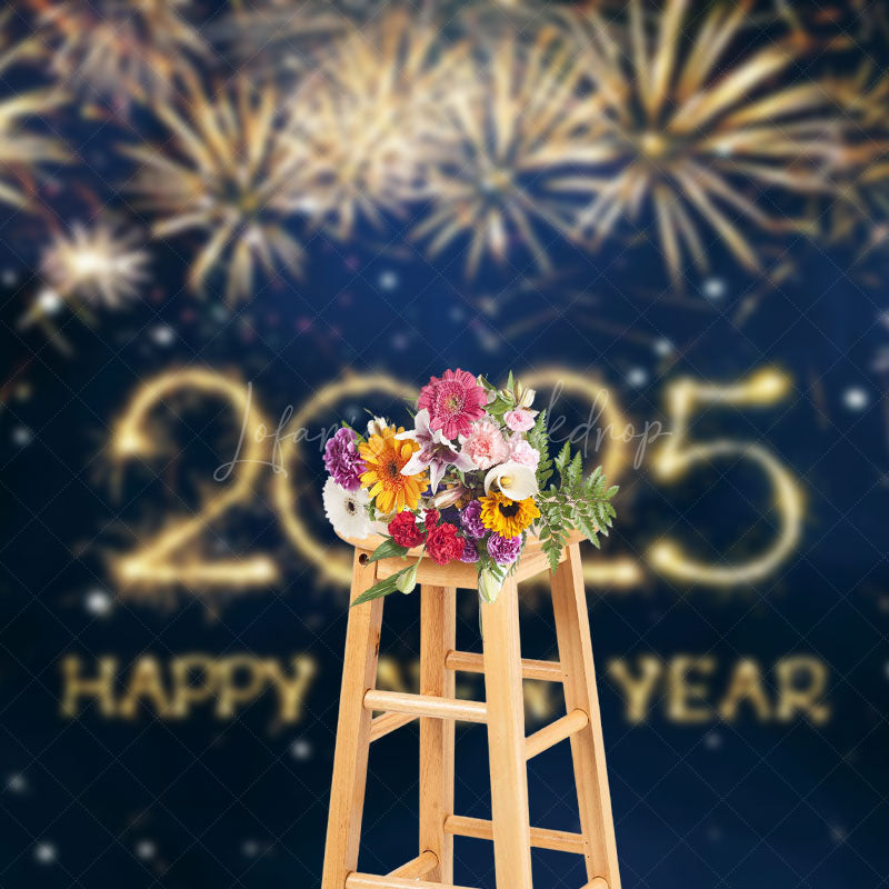 Lofaris Navy Blue Dazzling Happy New Year Party Backdrop