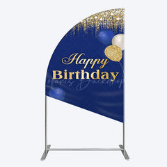 Lofaris Navy Blue Glitter Balloon Birthday Half Moon Arch Backdrop