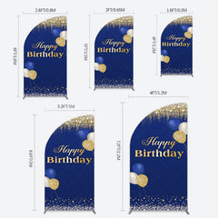 Lofaris Navy Blue Glitter Balloon Birthday Half Moon Arch Backdrop