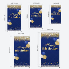 Lofaris Navy Blue Glitter Balloon Birthday Rectangle Backdrop