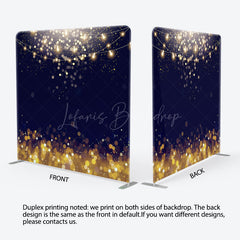 Lofaris Navy Blue Gold Bokeh Party Square Tension Backdrop