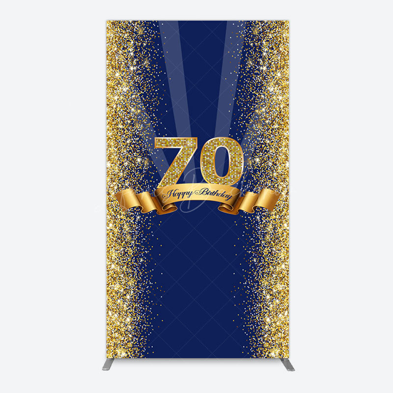 Lofaris Navy Blue Gold Glitter 70th Birthday Arch Backdrop