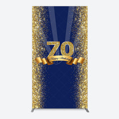 Lofaris Navy Blue Gold Glitter 70th Birthday Arch Backdrop