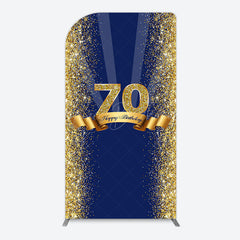 Lofaris Navy Blue Gold Glitter 70th Birthday Arch Backdrop