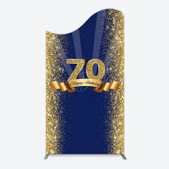 Lofaris Navy Blue Gold Glitter 70th Birthday Arch Backdrop