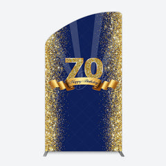 Lofaris Navy Blue Gold Glitter 70th Birthday Arch Backdrop
