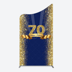 Lofaris Navy Blue Gold Glitter 70th Birthday Arch Backdrop