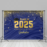 Lofaris Navy Blue Gold Glitter Congratulations Grad Backdrop