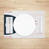 Lofaris Navy Blue Grey Red Leaf Lines Set Of 4 Placemats