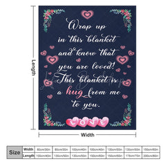 Lofaris Navy Blue Pink Hearts Romantic Custom Text Blanket