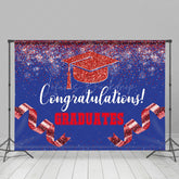 Lofaris Navy Blue Red Glitter Ribbons Congrats Grad Backdrop
