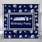 Lofaris Navy Blue Rugby Sport Custom Name Birthday Backdrop