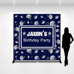Lofaris Navy Blue Rugby Sport Custom Name Birthday Backdrop