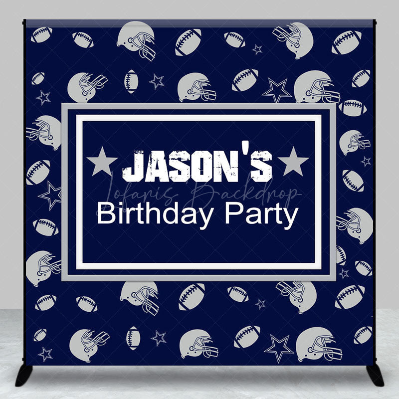 Lofaris Navy Blue Rugby Sport Custom Name Birthday Backdrop