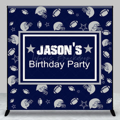 Lofaris Navy Blue Rugby Sport Custom Name Birthday Backdrop