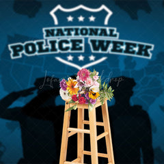 Lofaris Navy Blue Usa Flag National Police Week Backdrop
