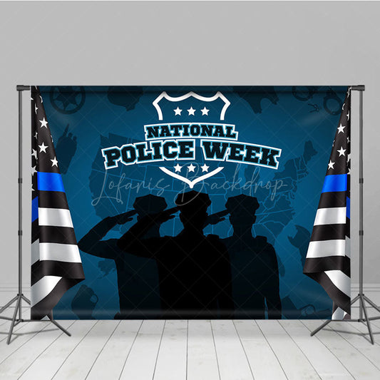 Lofaris Navy Blue Usa Flag National Police Week Backdrop